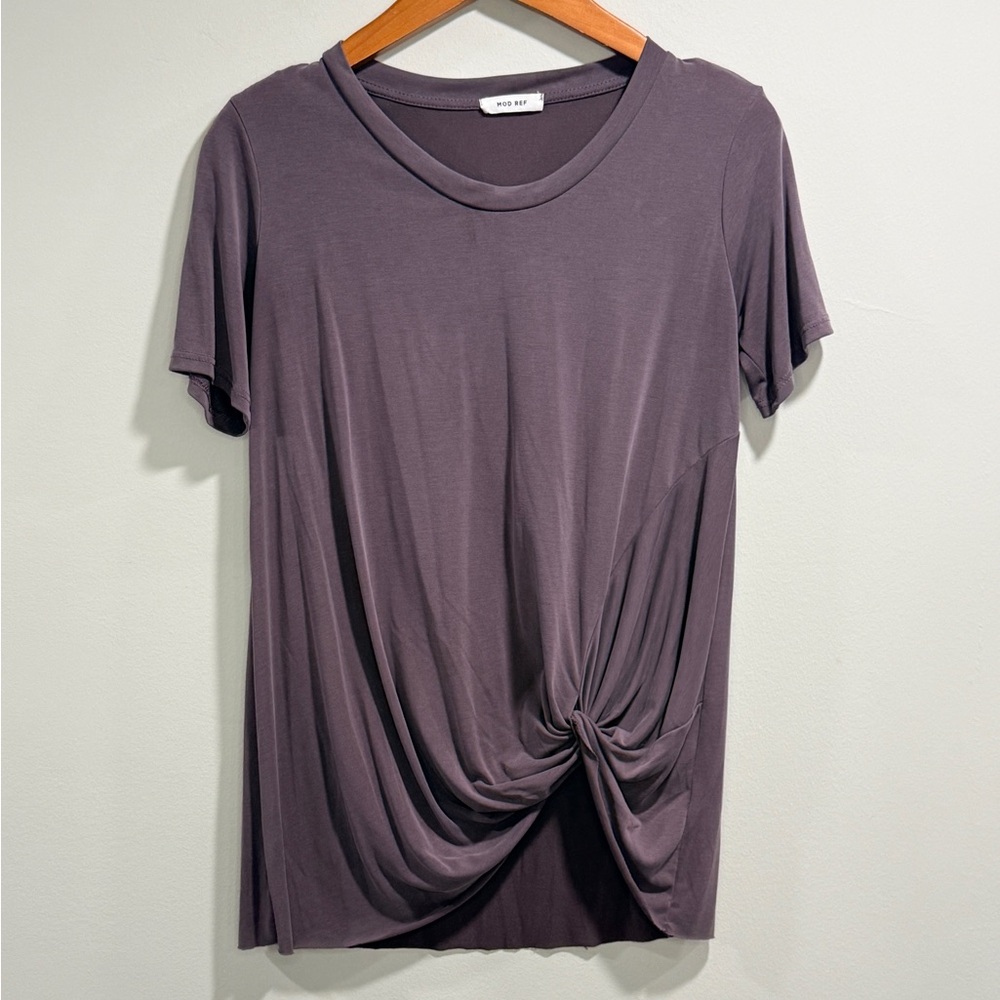 Mod Ref Women's Purple Gray Twist-Front Loose Fitting‎ Tee Size S